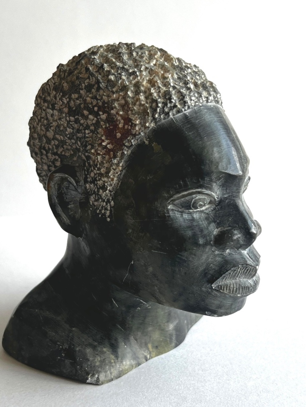 African Sculpture Signed Vintage 1980’s  Carved Stone Bust – Zimbabwe TMachowiro